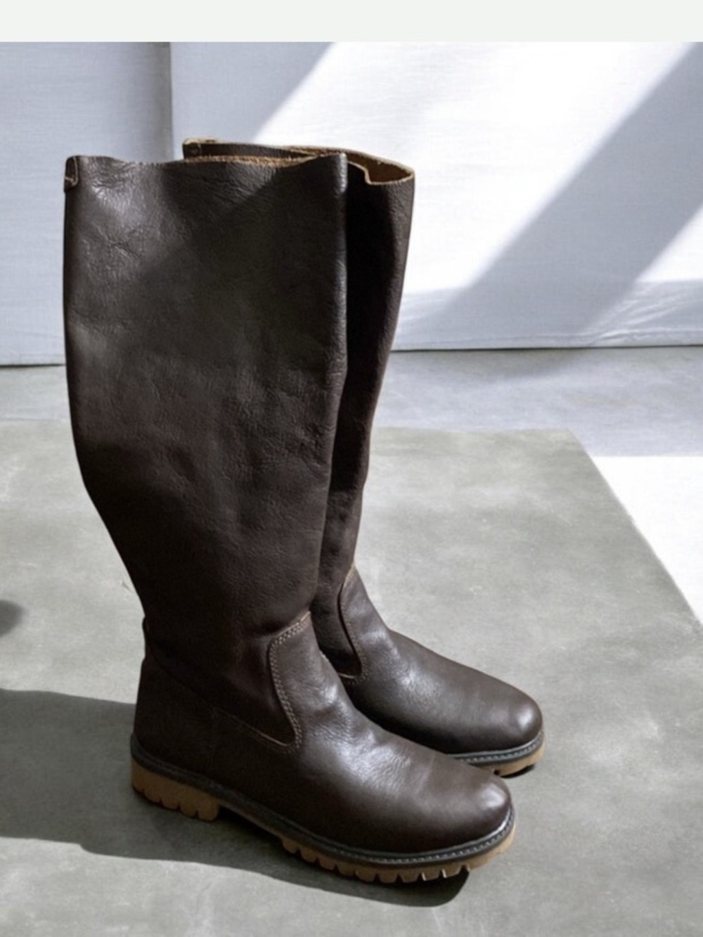 Roots Riding Brown Leather High Boots Size 38 - Picture 1 of 16